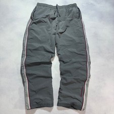 Vintage American Eagle Track Pants Men's Large Gray Stripe Baggy Wide Leg Y2K