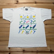 Vintage 80s Golf Pro Am Sports Sun Single Stitch Graphic T-Shirt USA Made Large