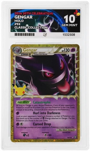 Gengar Prime 94/102 Classic Collection Rare - 30th Celebration - Ace 10 Graded