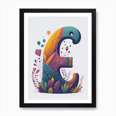Colorful Letter E Illustration 34 A Framed Wall Art Poster Canvas Print Picture