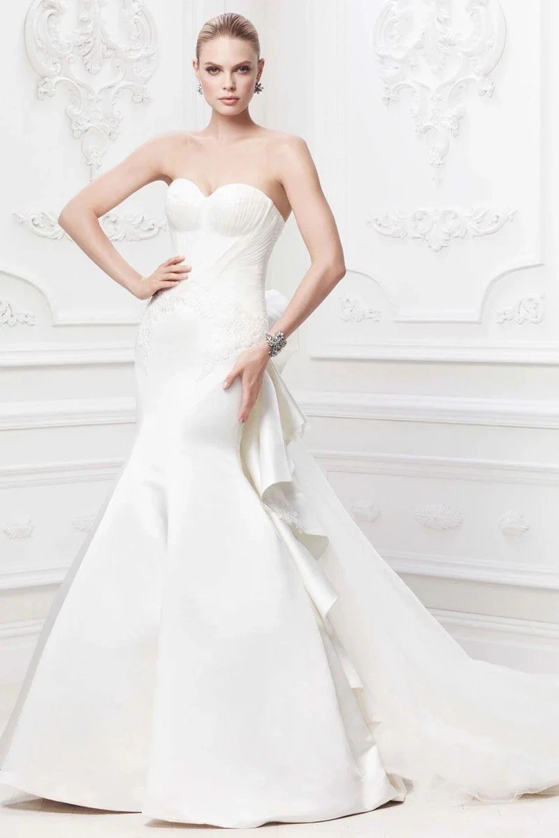 truly zac posen 3 4 sleeve short wedding dress Truly Zac Posen Drop-Waist Tulle Wedding Dress