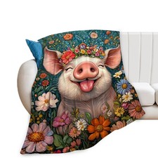 Pig Blanket Flower Throw Soft Warm Plush Flannel Fleece Animal 50x40 Inch