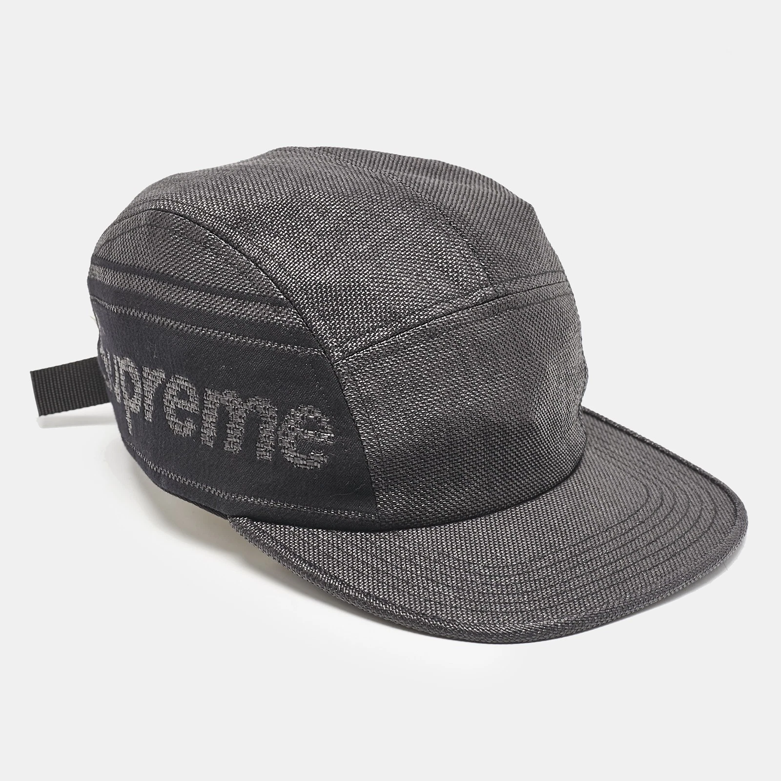 Casquette en toile avec détails logo noir suprême