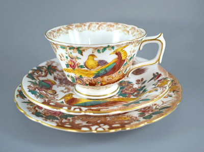 VINTAGE ROYAL CROWN DERBY OLDE AVESBURY TASSE UNTERTASSE BEILAGENTELLER TRIO 6er Set 1951