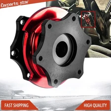 Aluminum D Shape Steering Whee,Quick Release Hub Adapter,Black Adapter+Red Ring