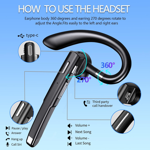 Auriculares Bluetooth para Celulares 500Hrs Tiempo de Espera con Estuche de Carga LED 270 - Imagen 3 de 12