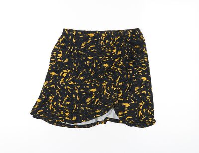 Asos Damen A-Linien-Rock schwarz geometrisches Muster Viskose Größe 10