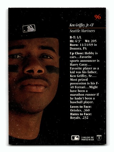 Ken Griffey Jr. 1993 Studio #96 HOF Seattle Mariners NM-MINT - Picture 2 of 2