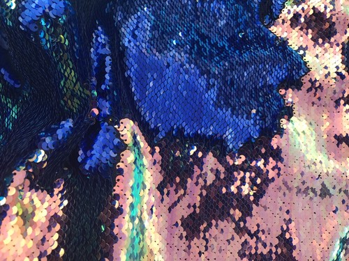 5mm Dusty Rose Pink Green Iridescent/Royal Mermaid Flip Sequins-fabric by yard - Picture 8 of 10