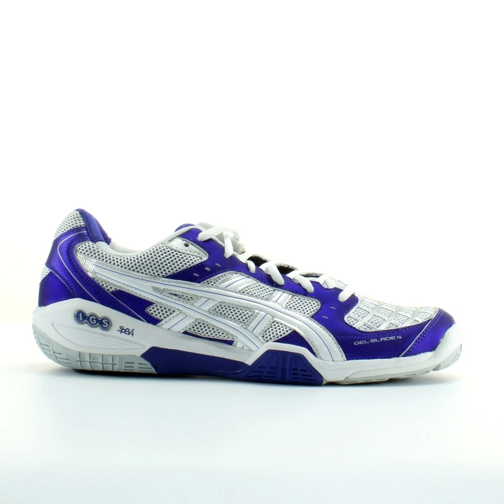 Asics Gel Blade 4 White Purple Womens Lace Up Badminton Trainers