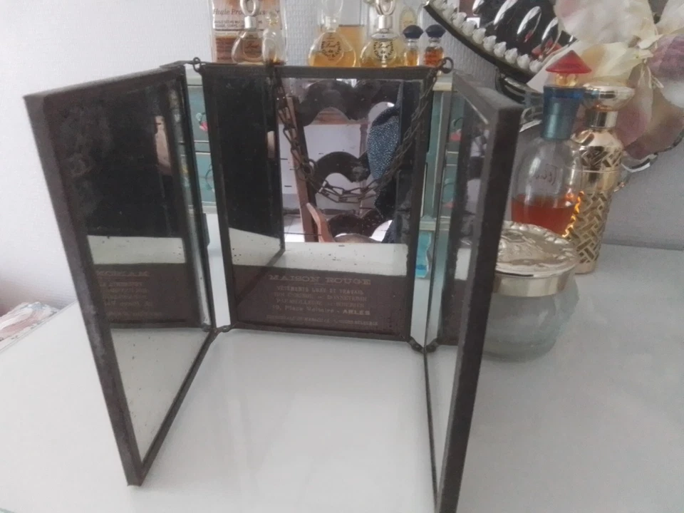 Ancien miroir triptyque Art Déco - Photo 2/4