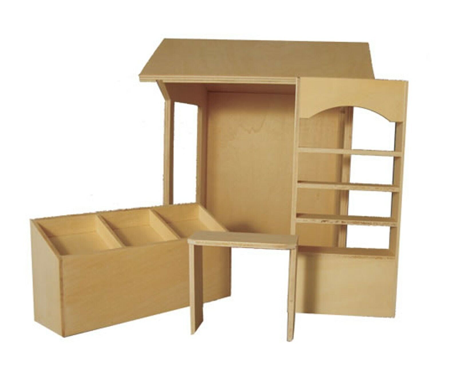 Wide Flat Pack MDF Wooden Market Stall Kit Tumdee 1:12 Scale Dolls House  Shop