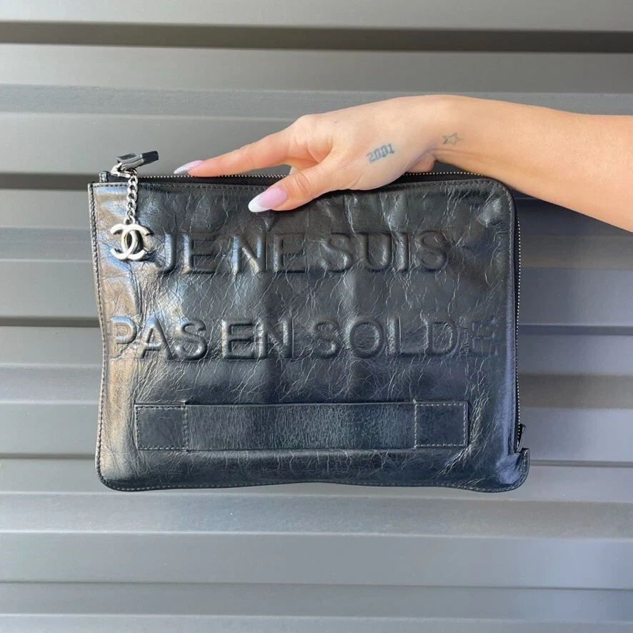 CHANEL 15S "Je Ne Suis As En Solde" Black Distressed