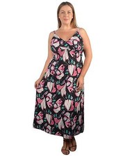 Womens Plus Size 1X,2X,3X Black Pink Floral Print Empire Waist Dress
