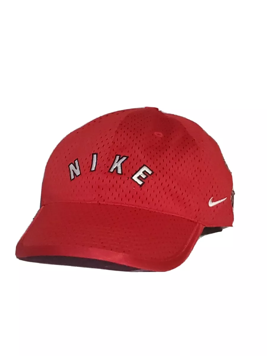 Red nike hat sales with white swoosh