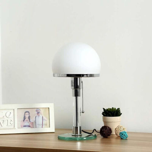 LED Bauhaus Table Lamp Glass Stainless Steel Classic Desk Light US/EU/UK/AU Plug - Picture 1 of 8