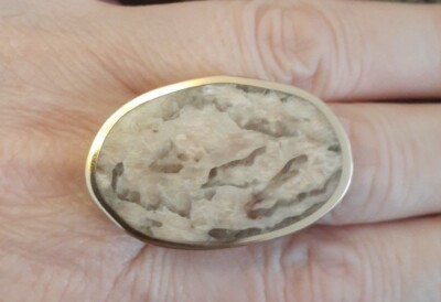 Designer Barse Bronze Inlay Jasper Gemstone Ring Size 7 Signed Thailand 