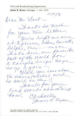 James k Kyser D.1985 Bandleader Signed Letter