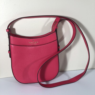 Kate Spade Leila North South Top Zip Crossbody Bikini Hot Pink Pebbled  Leather