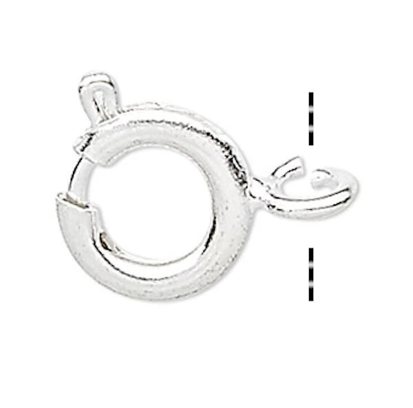 Clasp, Springring, 500 Silver Plated Brass 6mm Spring Ring Clasps with Open Ring - Image 2 of 3