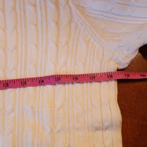 Charter Club Crew Neck Cable Knit Preppy Sweater, Medium, Ivory Cream - Picture 3 of 8