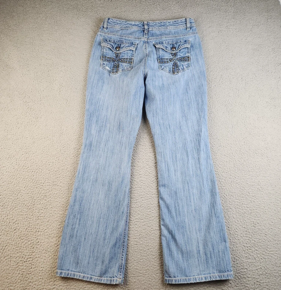 Womens Size 6 Bootcut Studded Flap Pockets Classic Y2K Avril Code Bleu Denim - Image 2 of 4
