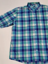 (#30) Jos. A. Bank STAYS COOL Button Down Short Sleeve Size Men's 2XL Blue Green