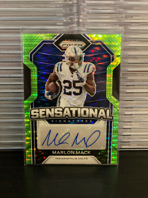 2020 Panini Prizm Sensational Signatures Neon Green Pulsar Marlon Mack #57 Auto