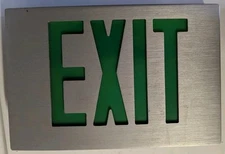 Standard Single-Sided EXIT SIGN GREY w/GREEN LETTERS +Black Backing EXC free shp