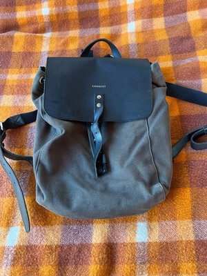 Sandqvist  Cotton Canvas With Leather Details Backpack Gray Beluga