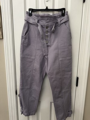 Ted Baker London High Waisted Paper bag Pants Lavender Belted Utility 28 summer 
