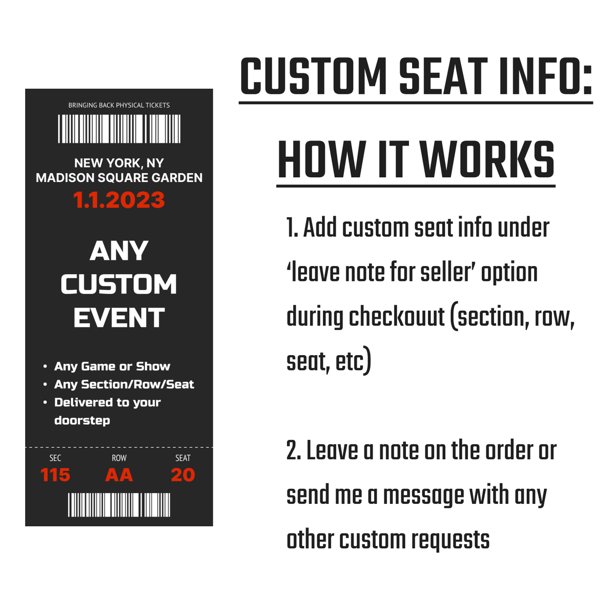 2025 Paul McCartney Got Back Tour Replica Ticket Stub Customizable