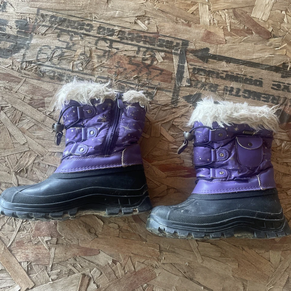 DREAM PAIRS Niñas’ Púrpura/Plateado Estrellas Aisladas Impermeables Invierno Botas de Nieve 1 Foto 2 de 3