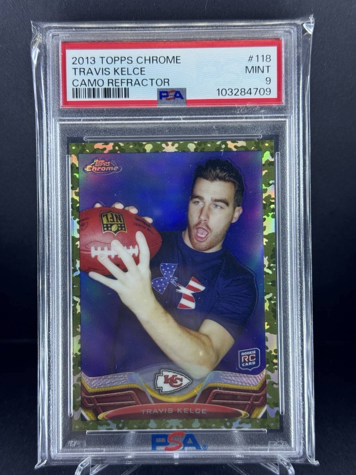 2013 Topps Chrome Camo Refractor /499 Travis Kelce #118 PSA 9