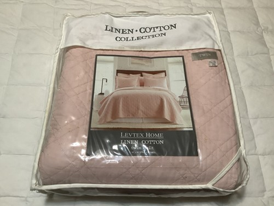 #ad Bed Bath Beyond Levtex Pink Linen Cotton Twin Quilt Coverlet $59.00