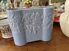Light Blue Ceramic Floral Relief Planter Matte Butterfly Flowers McCoy Pottery