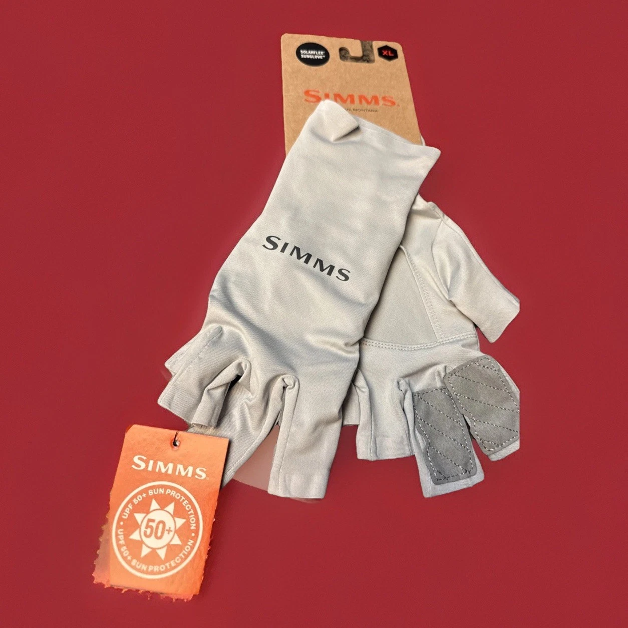 Simms SolarFlex Sun Gloves - Size XL - Color Sterling - CLOSEOUT