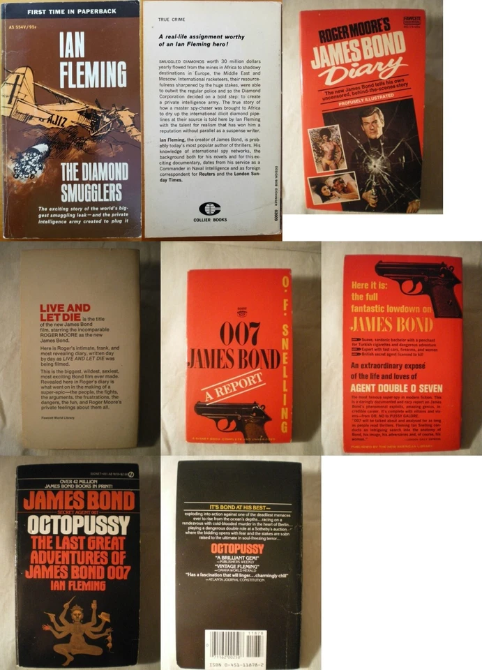LOT OF 7 50'S 60'S 70'S IAN FLEMING'S JAMES BOND VINTAGE PAPERBACK BOOKS ROGER M Foto 2 de 3