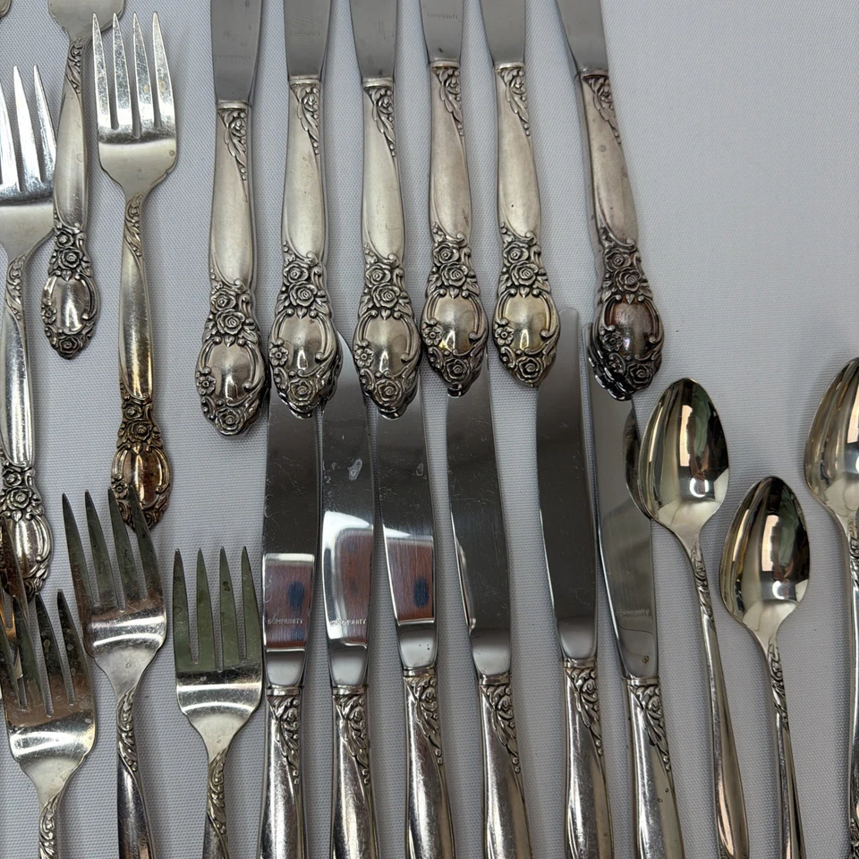 Oneida Community Ballad Country Lane Rose Pattern Set for 12-  72 PCS - Image 3 of 4