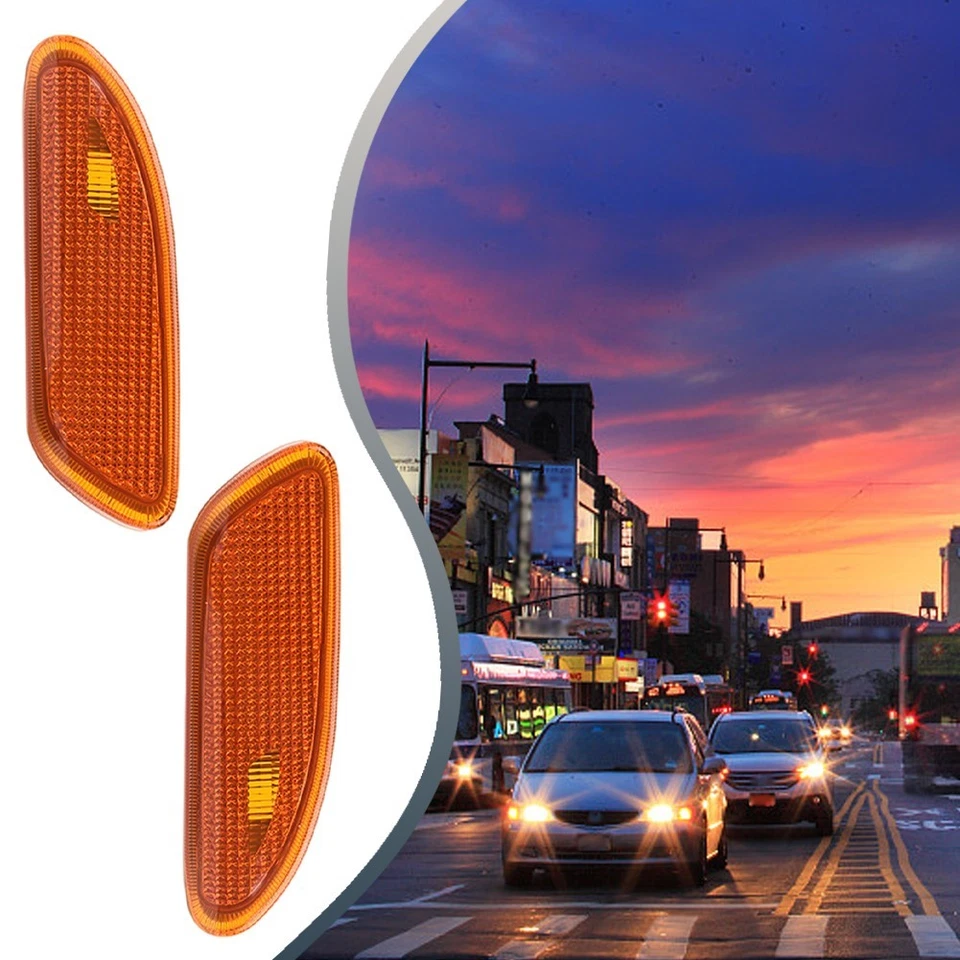 Left&Right Bumper Side Marker Lights Plastic Signal Turn 1 Pair Amber New - Image 4 of 4