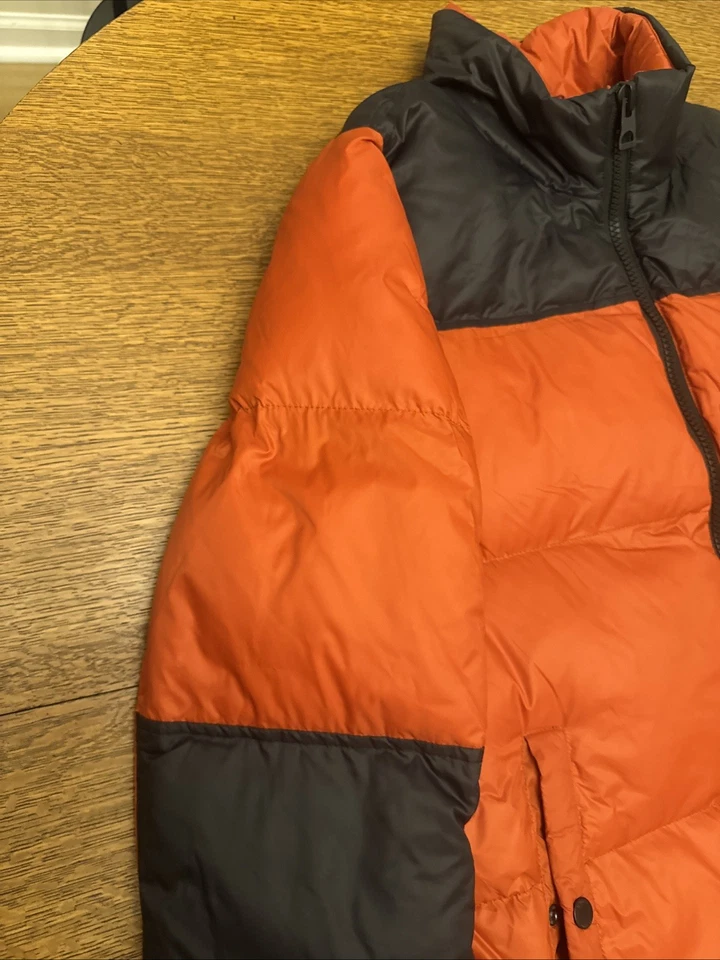 Guess Men's Jacket Color Block Orange Black  Full Zip Puffer Coat Logo Sz M - Image 4 of 4