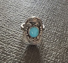 Navajo Indianerschmuck Ring mit Türkis Punze Sterling Silber C