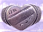Vintage sterling silver heart shaped signet ring engraved name 1946 size 7.5