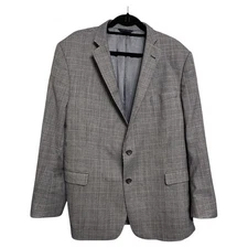 Brooks Brothers Blazer Men 46R Regent Fit Gray & Blue Plaid Suit Jacket