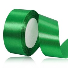 Green Satin Ribbon 1-1/2 Inches x 25 Yards, Solid Color Fabric Ribbon for Gift W
