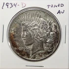 1934 D US Peace Silver Dollar $1 AU About Uncirculated