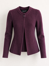 Vintage 100 Wool Linda Allard Ellen Tracy Jacket Burgundy Plum Size 4