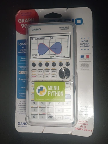 Calculatrice Casio  - Graph 90+e 90 e - Menu Python - Mode Examen