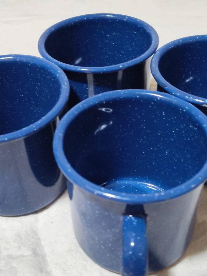 Juego de 4 tazas de café esmaltadas azules B1 Foto 3 de 4