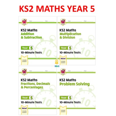 KS2 Year 5 Maths 10 Minute Tests Workbooks Bundle with Answer Ages 9-10 CGP